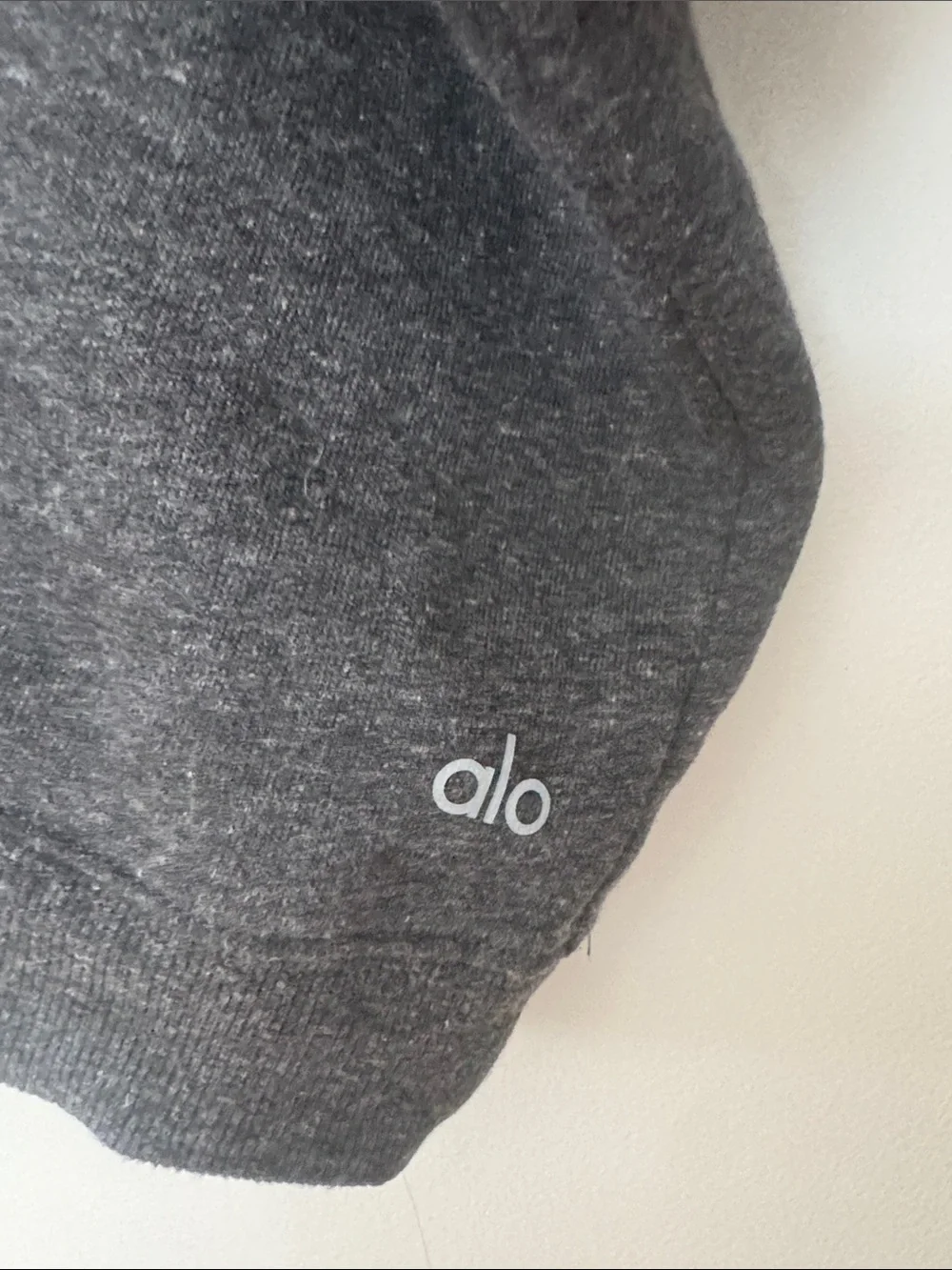 ALO Yoga Realm Charcoal Short-Sleeve Hoodie Pullover- Large
